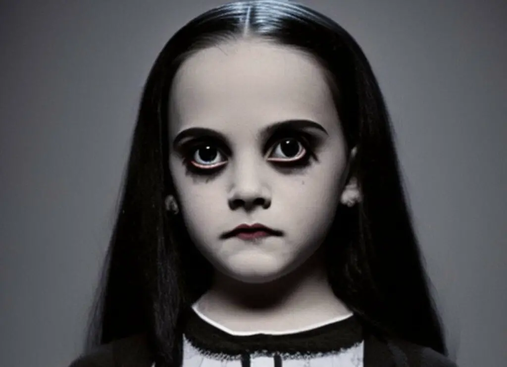 Fille avec style gothique comme Wenesday Addams