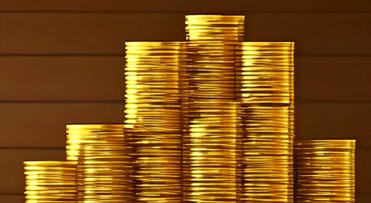 Pile de pièces de monnaie sur fond marron