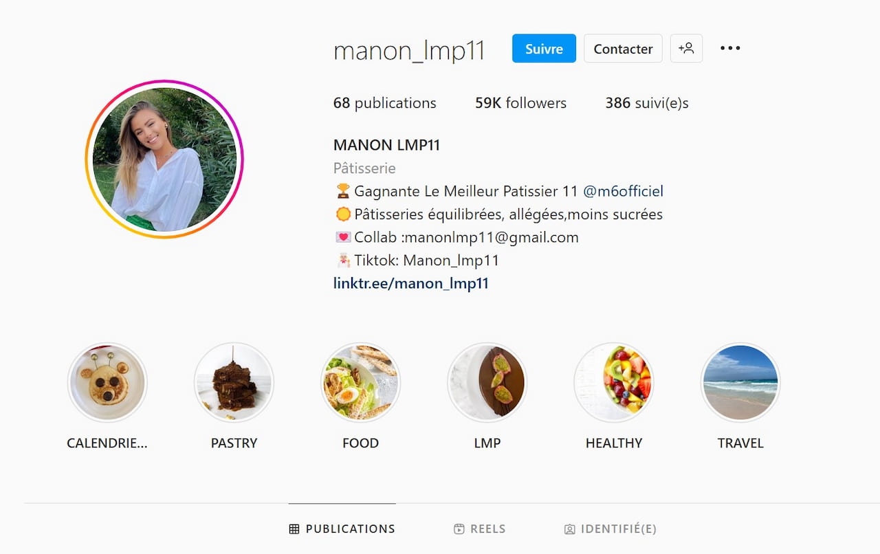 Compte Instagram de Manon Le meilleur patissier