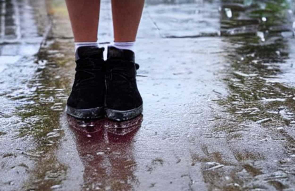 Chaussure de ville sous la pluie