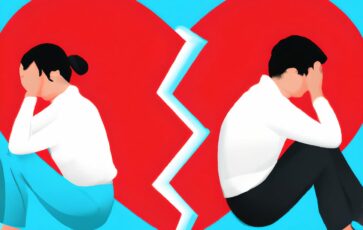 Dispute dans un couple, image avec cœur brisé