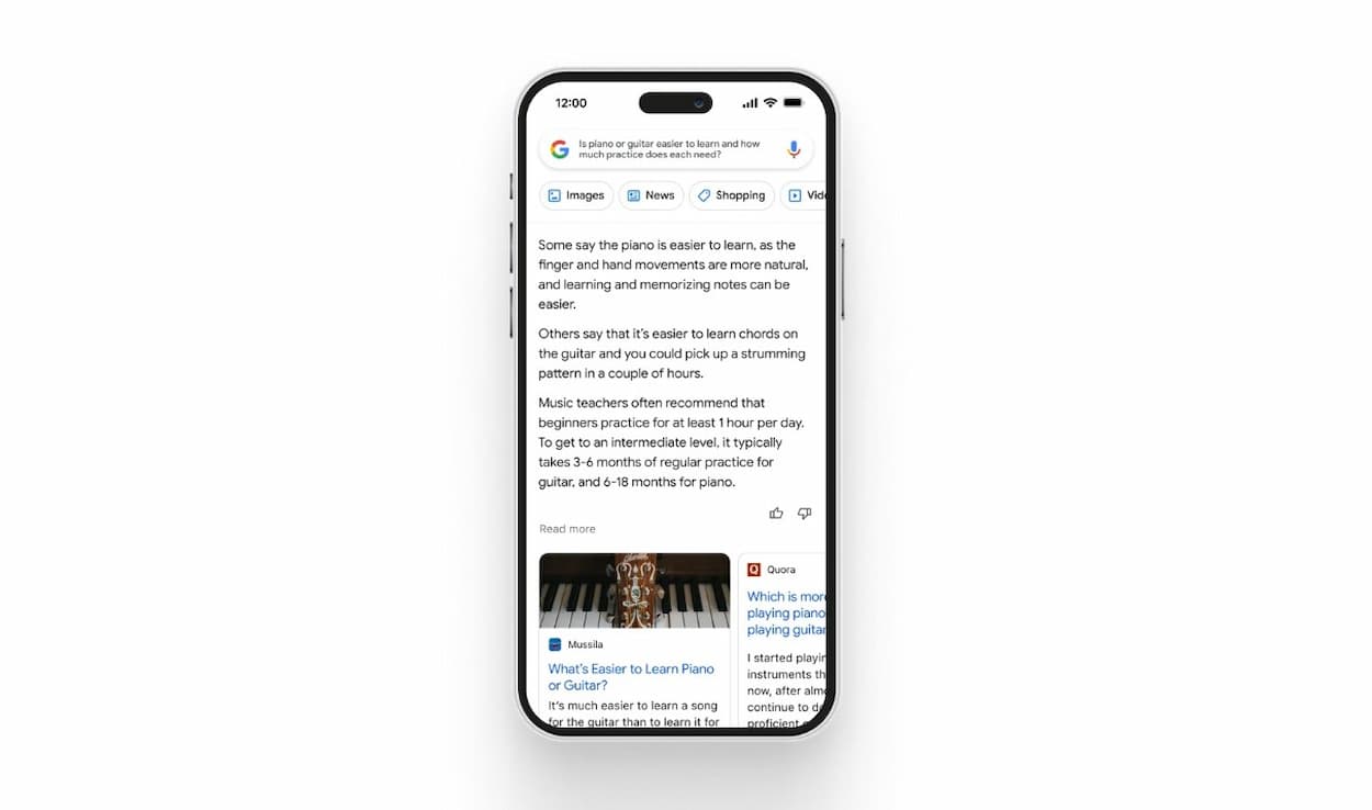 Capture écran mobile de Google Bard