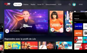 Une image avec le service gratuit Oqee de Free qui permet de regarder la TV en direct