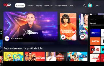 Une image avec le service gratuit Oqee de Free qui permet de regarder la TV en direct