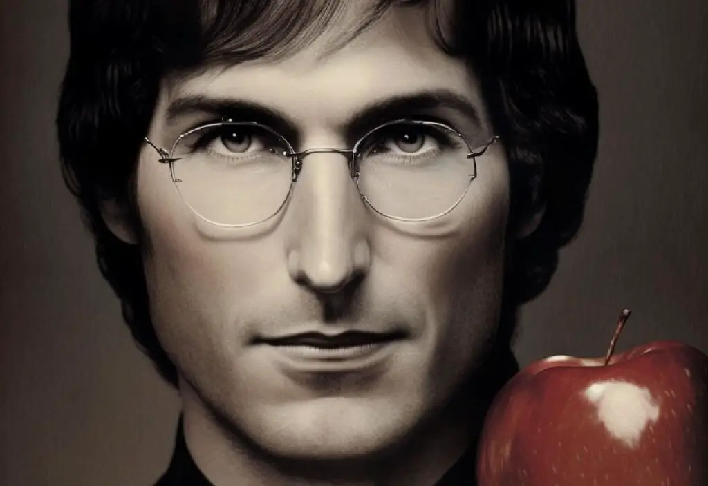 Steve Jobs jeune avec une pomme