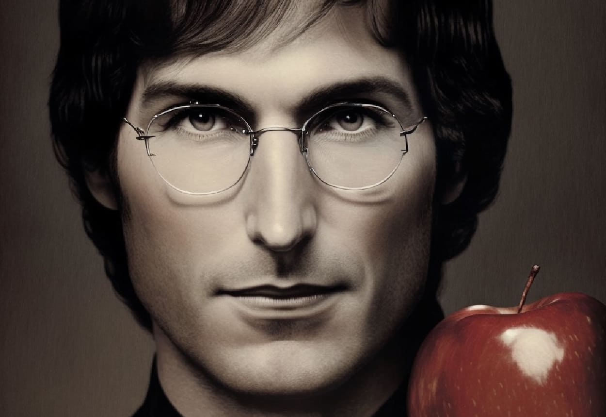 Steve Jobs jeune avec une pomme