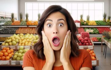Femme au supermarché choquée par les prix