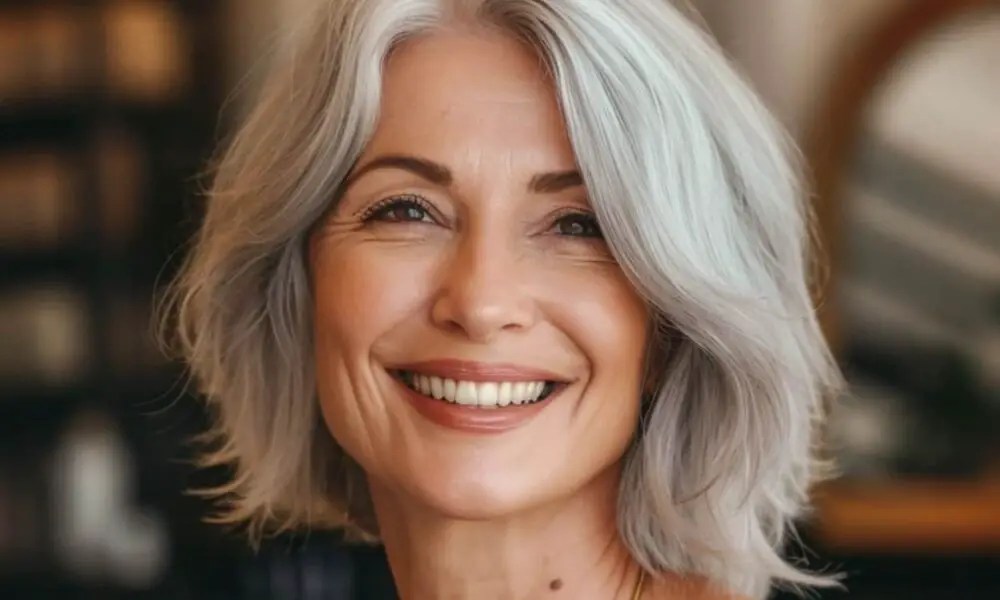 coiffure femme avec cheveux gris