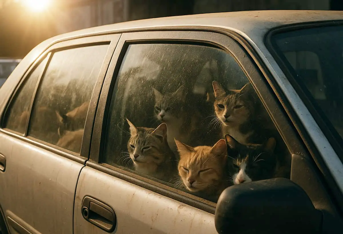 Chats dans une voiture enfermés au soleil