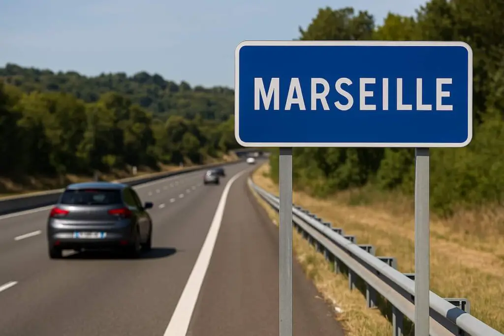 Panneau Marseille sur autoroute