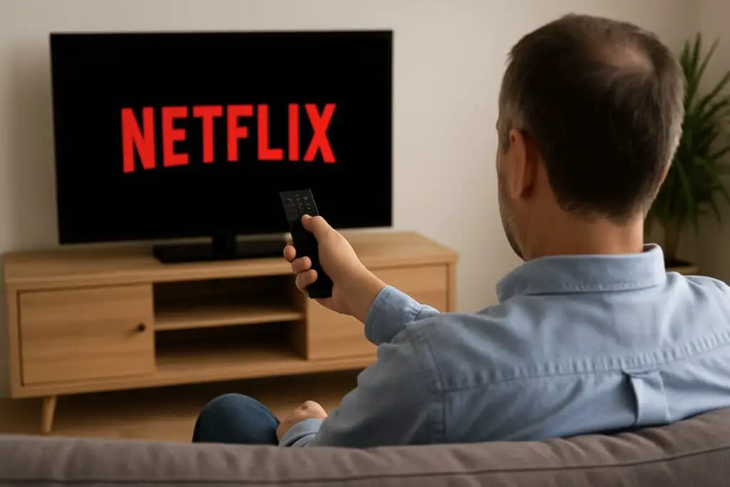 Homme regarde netflix