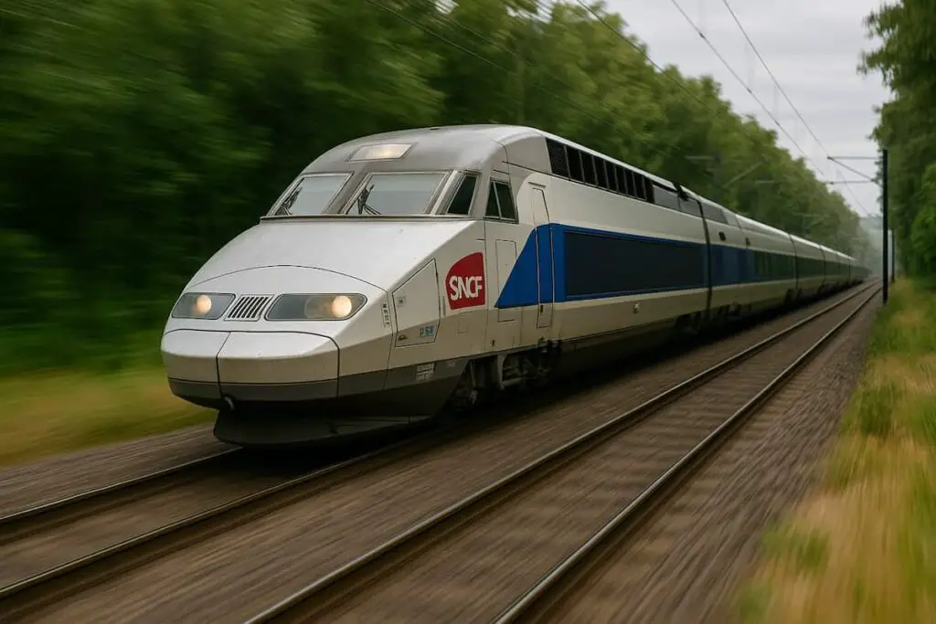 Train SNCF dans une forêt
