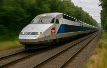 Train SNCF dans une forêt