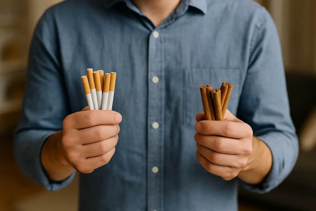 Bâton de cannelle et cigarette